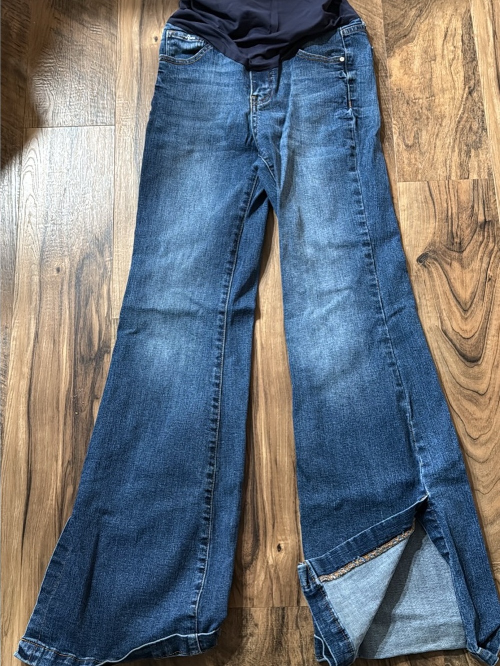 Pinkblush Dark Blue Wide-Leg Flare Jeans